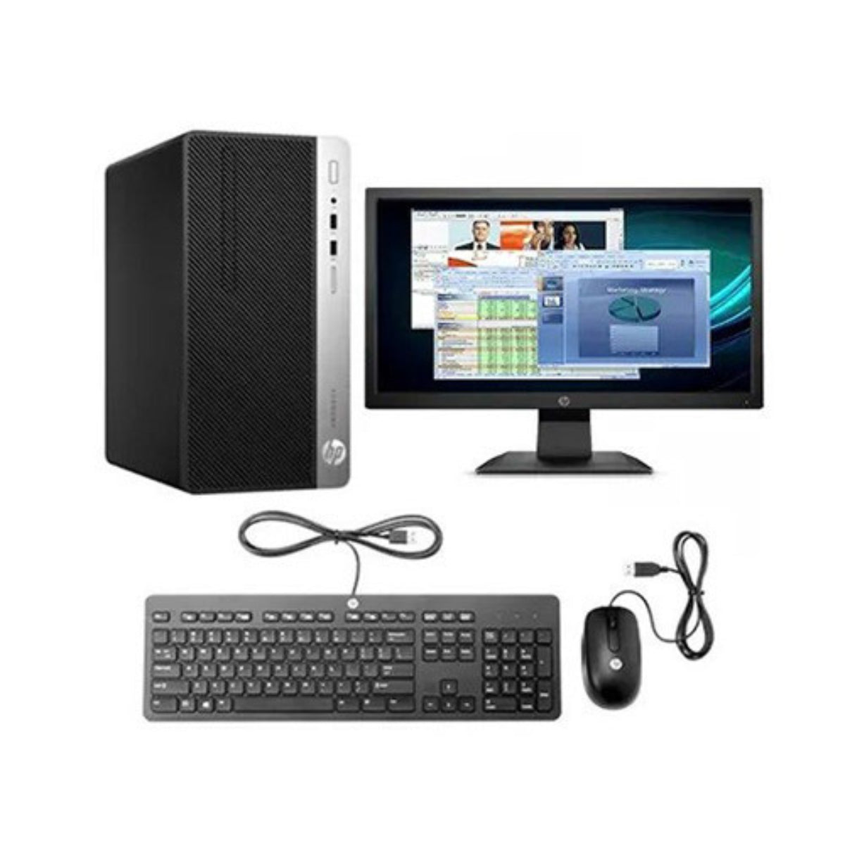 HP ProDesk 400 G6 I5 9th Gen 3.0 Ghz Six Core Tower Unit + 24 Inch Monitor (B Grade)